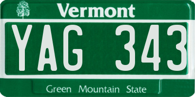 VT license plate YAG343