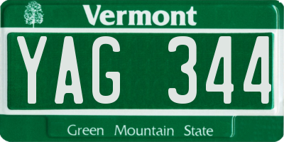 VT license plate YAG344