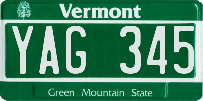 VT license plate YAG345