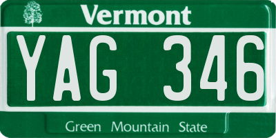 VT license plate YAG346