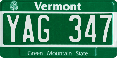 VT license plate YAG347