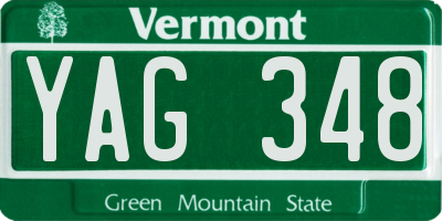 VT license plate YAG348