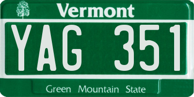 VT license plate YAG351