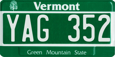 VT license plate YAG352