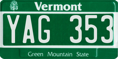 VT license plate YAG353
