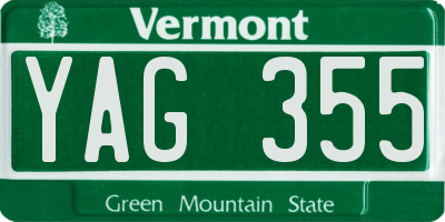 VT license plate YAG355