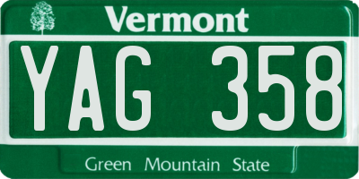 VT license plate YAG358