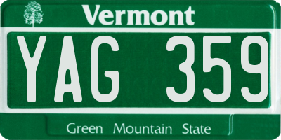 VT license plate YAG359