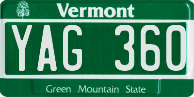 VT license plate YAG360