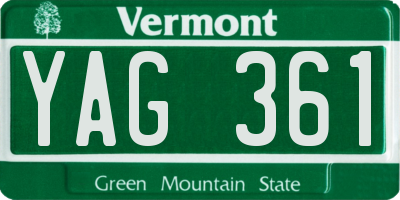 VT license plate YAG361