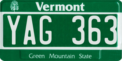 VT license plate YAG363