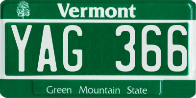 VT license plate YAG366