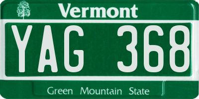 VT license plate YAG368