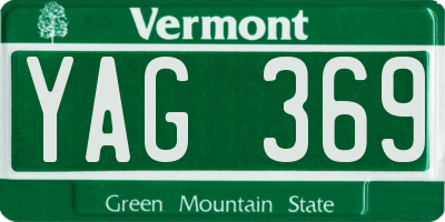 VT license plate YAG369