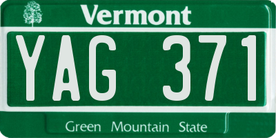 VT license plate YAG371