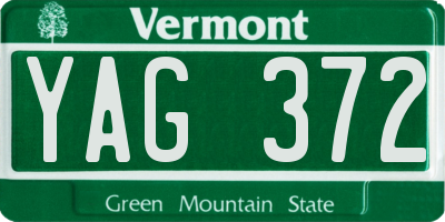 VT license plate YAG372