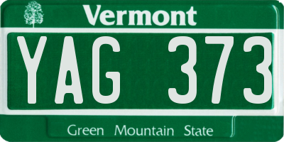 VT license plate YAG373