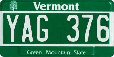 VT license plate YAG376