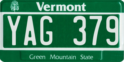 VT license plate YAG379
