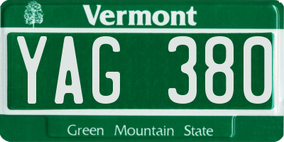 VT license plate YAG380