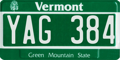 VT license plate YAG384
