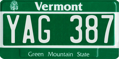 VT license plate YAG387
