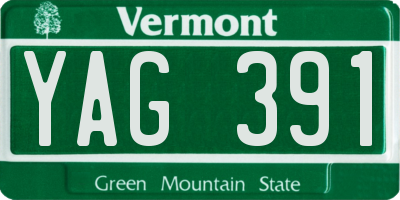 VT license plate YAG391