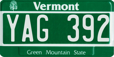 VT license plate YAG392