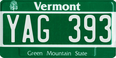 VT license plate YAG393