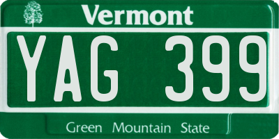 VT license plate YAG399
