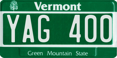 VT license plate YAG400
