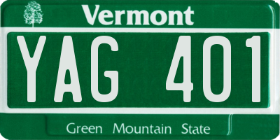 VT license plate YAG401