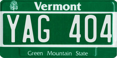 VT license plate YAG404