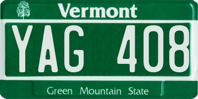 VT license plate YAG408