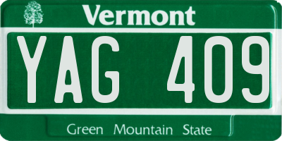 VT license plate YAG409