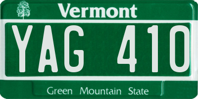 VT license plate YAG410
