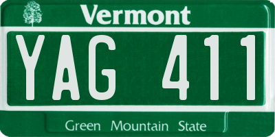 VT license plate YAG411