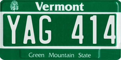 VT license plate YAG414