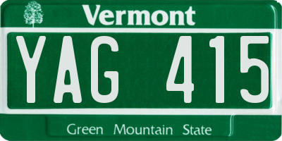 VT license plate YAG415