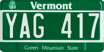 VT license plate YAG417