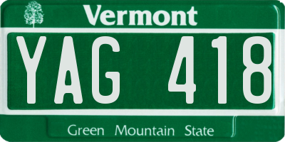 VT license plate YAG418