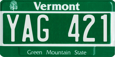 VT license plate YAG421