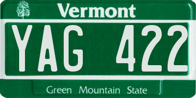 VT license plate YAG422