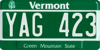 VT license plate YAG423