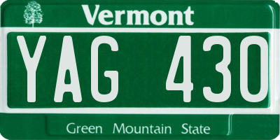 VT license plate YAG430