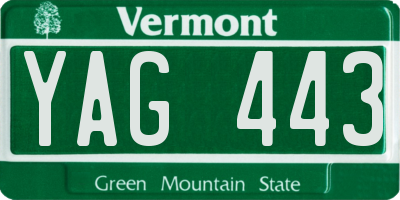 VT license plate YAG443