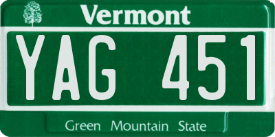 VT license plate YAG451