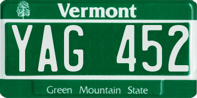 VT license plate YAG452