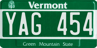 VT license plate YAG454