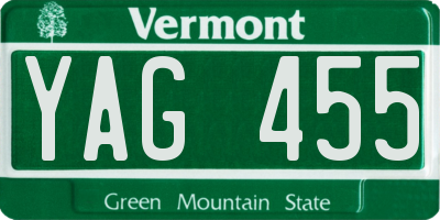 VT license plate YAG455